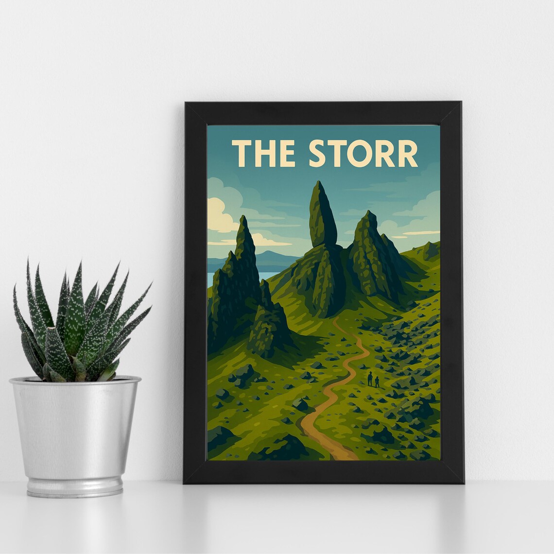 The Storr Isle of Skye Scotland Hikers Vintage Travel Poster