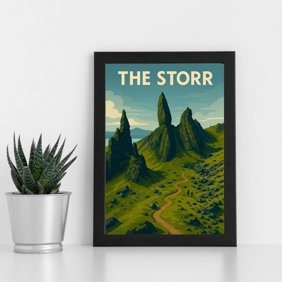 The Storr Isle of Skye Scotland Hikers Vintage Travel Poster