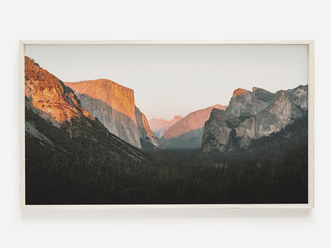 Yosemite Valley Sunset Alpenglow Granite Cliffs Pines Poster