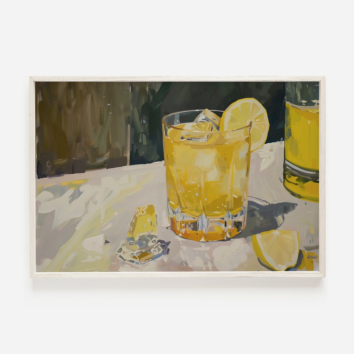 Whiskey Sour Lemon Ice Cubes Sunny Still Life Cocktail Poster
