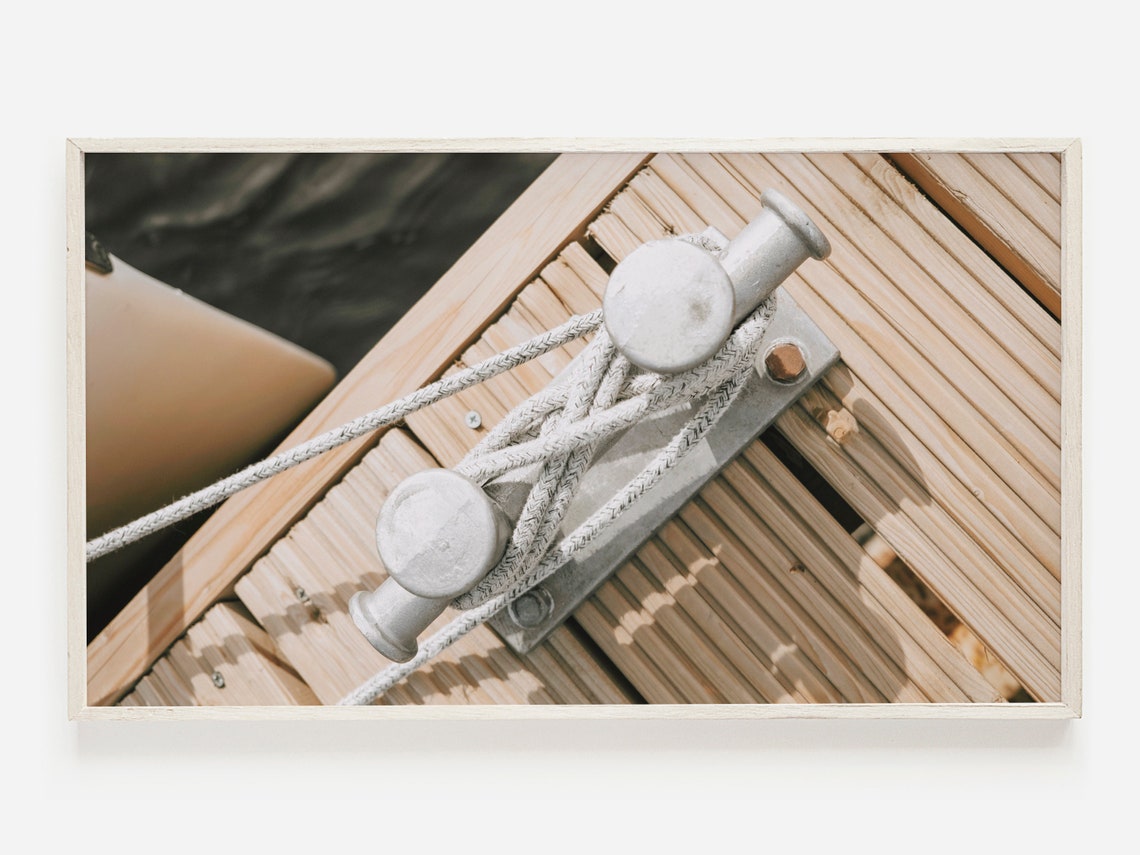 Nautical Rope On Wooden Dock Cleat Close Up Photo Art Poster