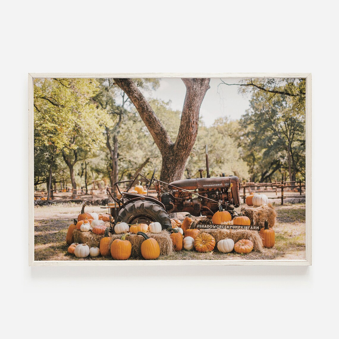 Pumpkin Patch Tractor Art Print, Rustic Autumn Decor