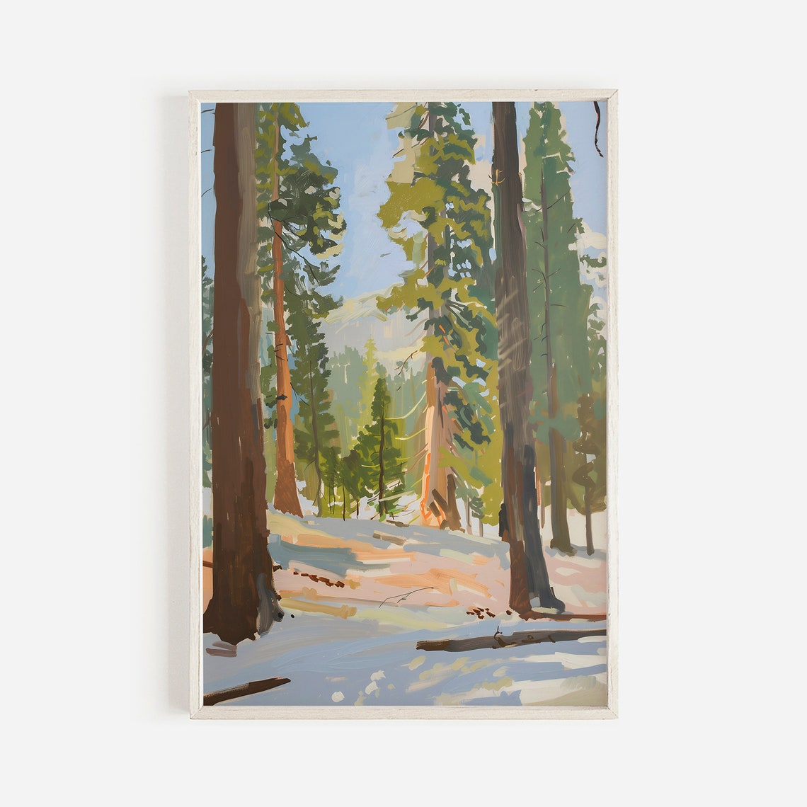 Snowy Giant Sequoia Forest National Park Winter Lodge Poster