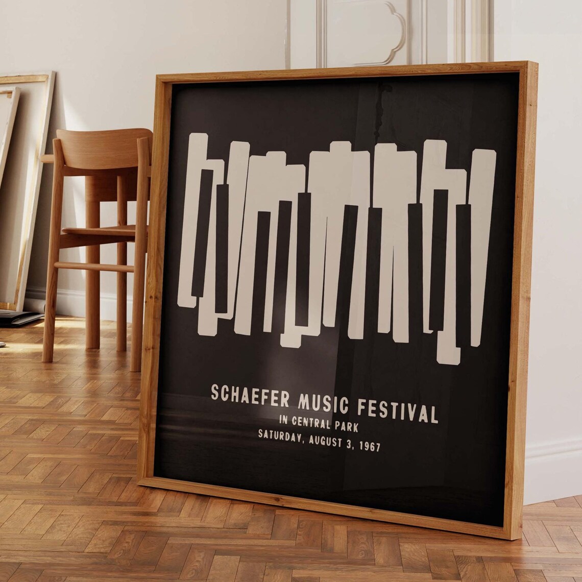 Schaefer Music Festival 1967 Central Park Piano Keys Vintage Concert Poster