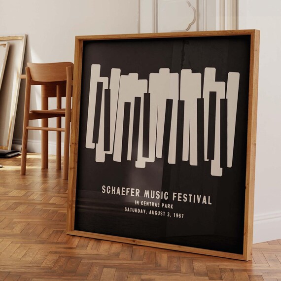 Schaefer Music Festival 1967 Central Park Piano Keys Vintage Concert Poster