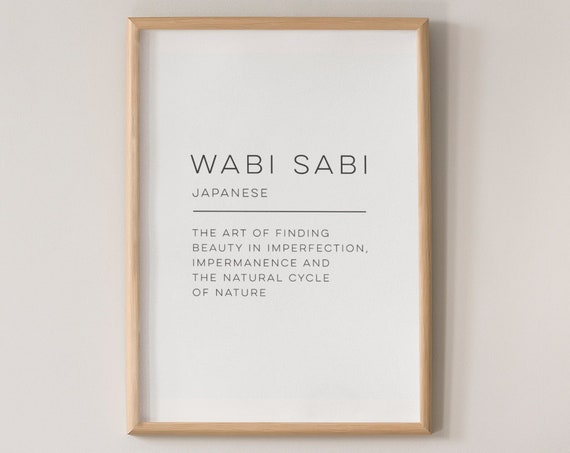 Wabi Sabi Definition Art Print, Modern Word Design