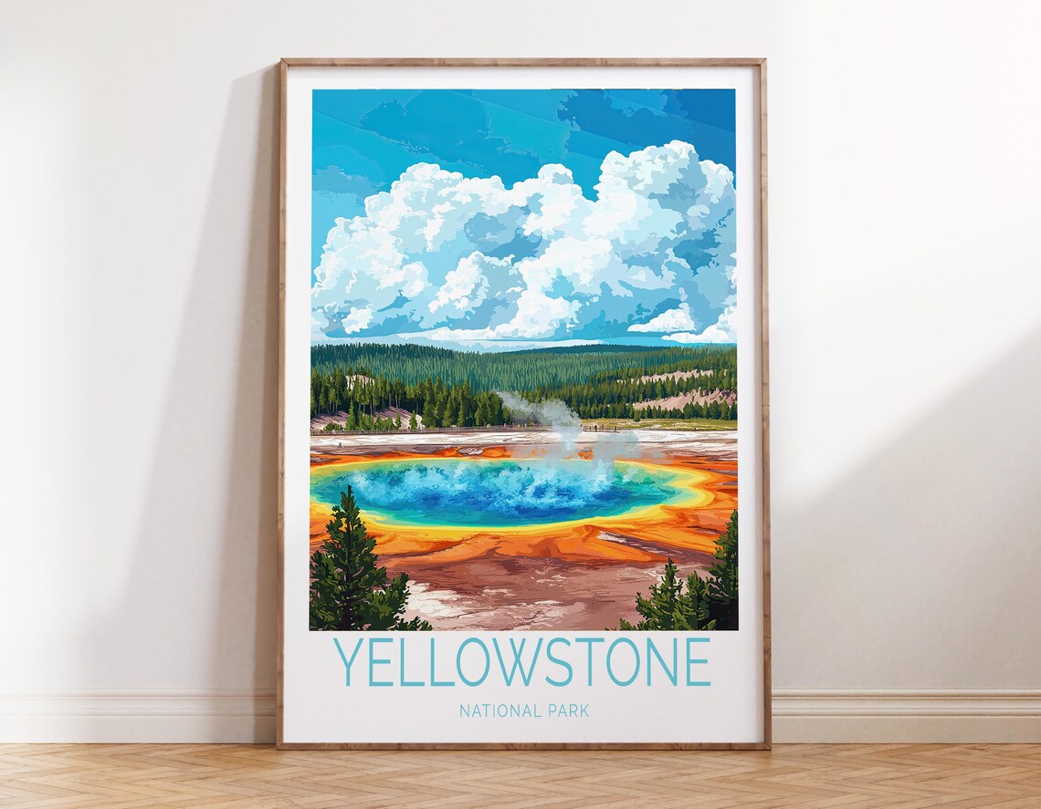 Yellowstone National Park Travel Poster, Personalized Gift