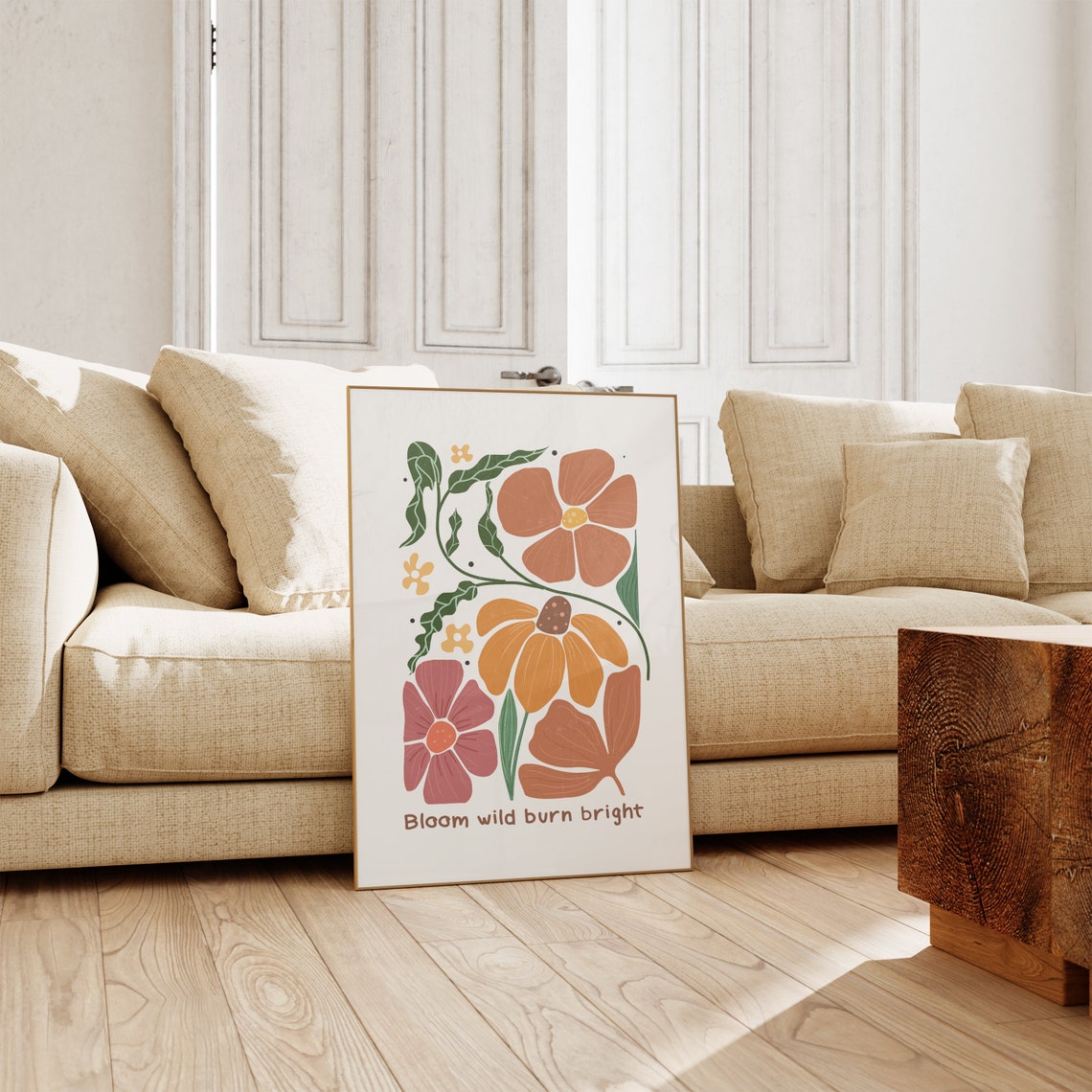 Bloom Wild Burn Bright Terracotta Floral Botanical Art Poster - Image 2