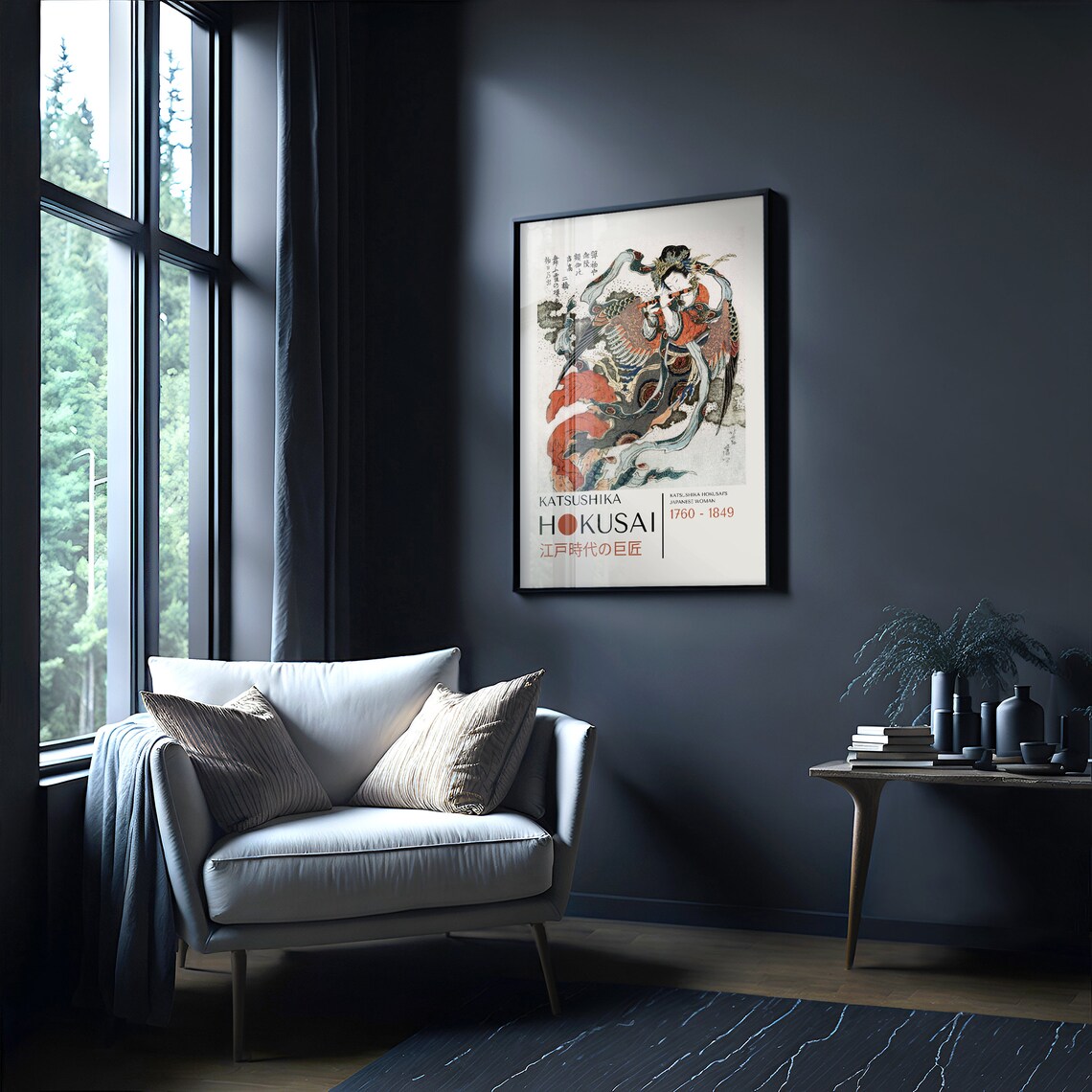 Katsushika Hokusai Japanese Art Print, Japandi Style - Image 2