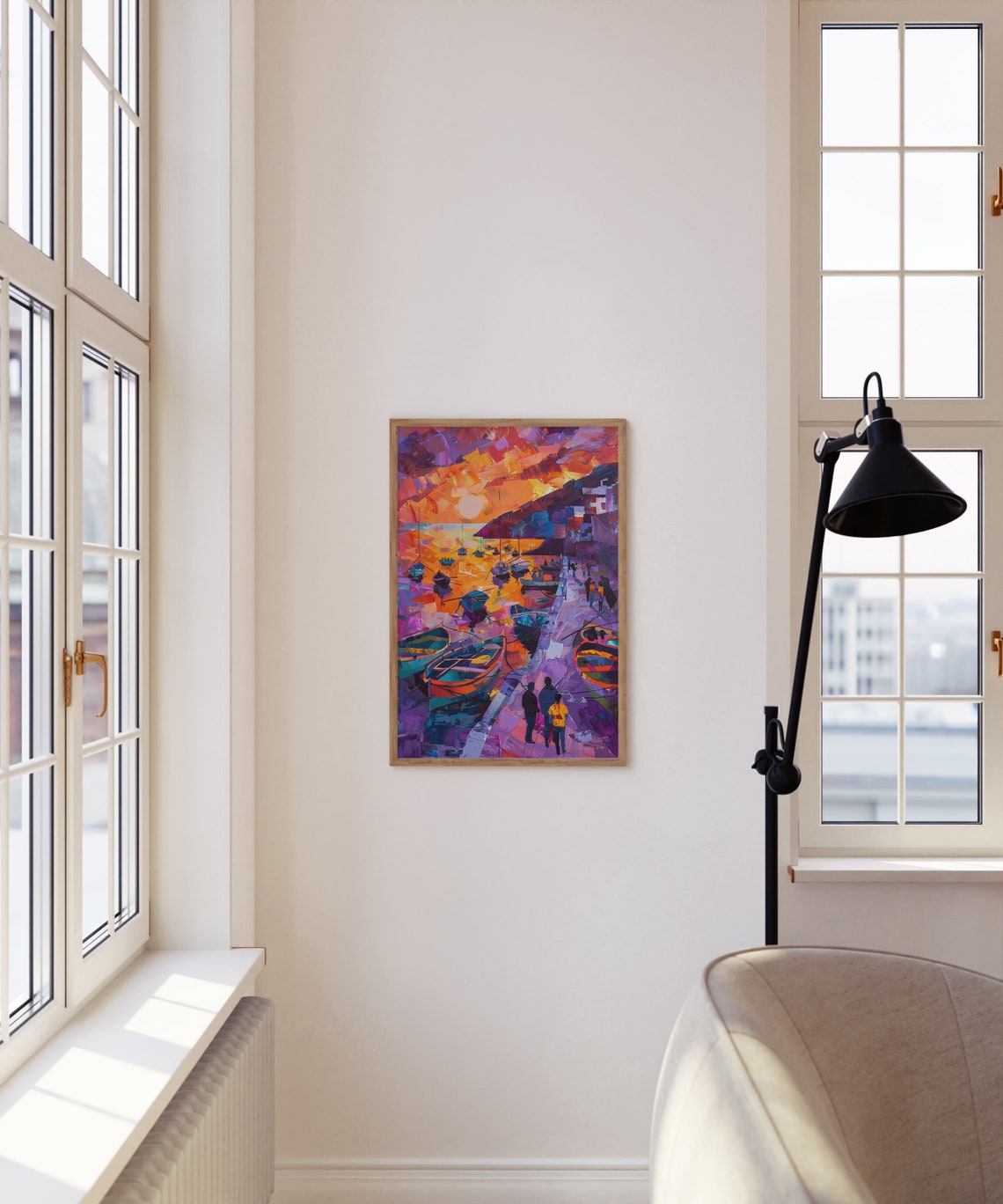 Matisse Inspired Harbor Boats Orange Sun Abstract Painting Poster - Image 4
