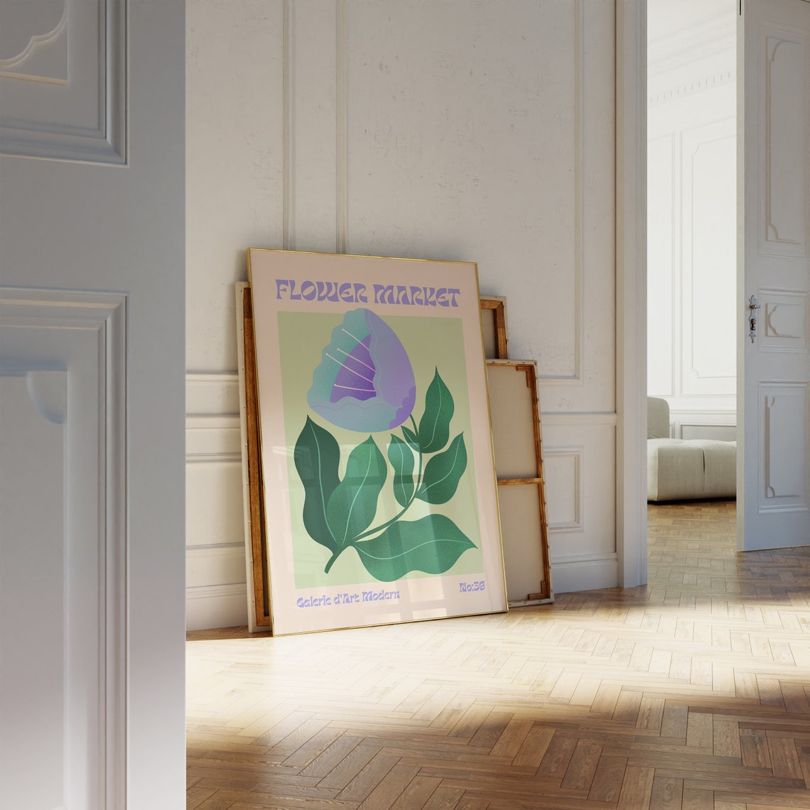 Flower Market No 39 Blue Purple Folded Bloom Sage Floral Poster - Image 2