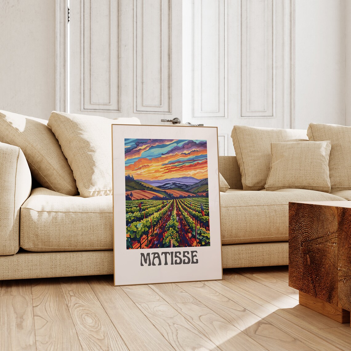 Henri Matisse Vineyard Harvesters Under Fiery Sunset Field Poster - Image 2