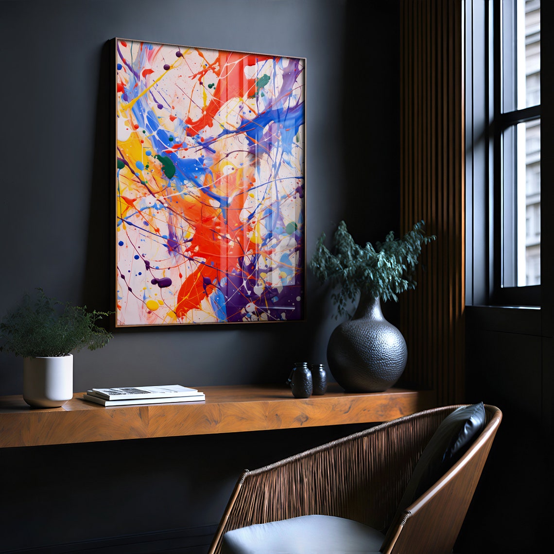 Jackson Pollock Style Rainbow Splash Paint Abstract Art Poster - Image 2