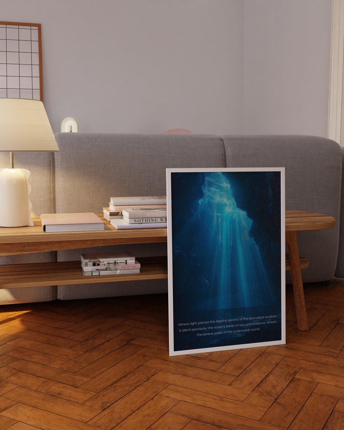 Underwater Cave Light Rays Deep Blue Abyss Inspirational Poster - Image 4