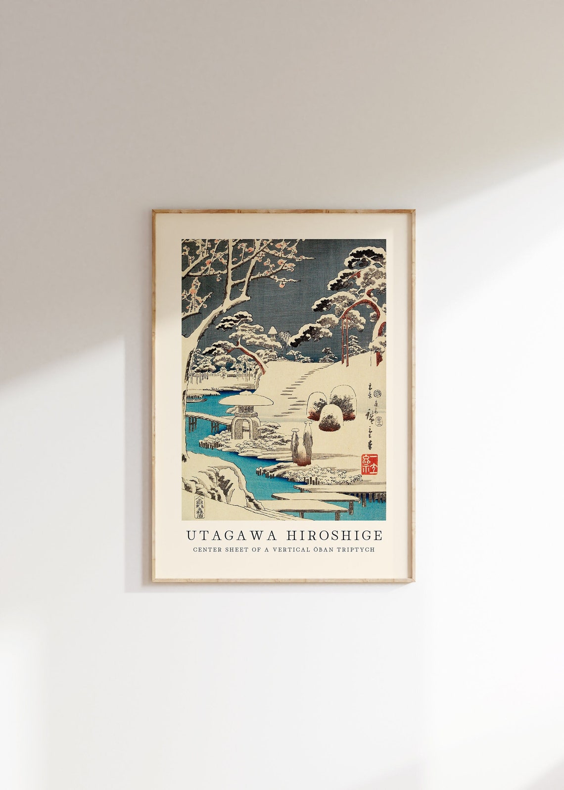 Utagawa Hiroshige Snowy Garden Oban Triptych Woodblock Poster