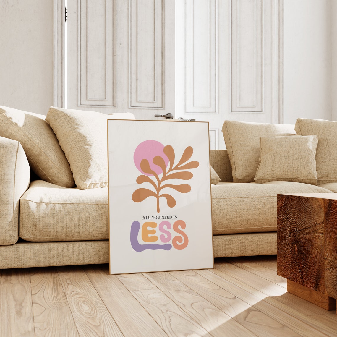 All You Need Is Less Minimalist Pastel Boho Quote Art Poster - Image 2