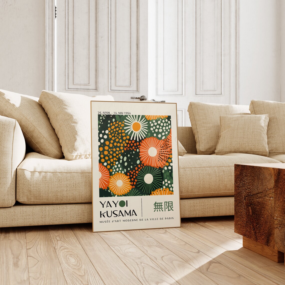 Yayoi Kusama Orange Green Flowers 1984 Paris Museum Poster Art - Image 4