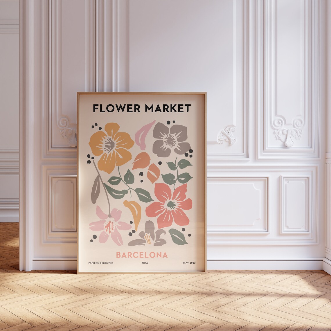Flower Market Barcelona Pastel Floral Cut Out Exhibition Poster No 2 - Image 5