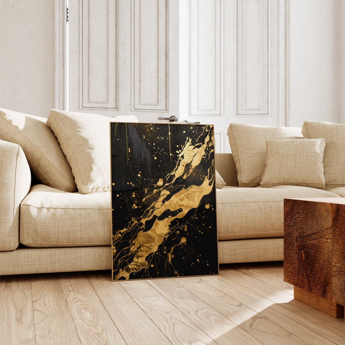 Jackson Pollock Style Gold Splatter Black Abstract Art Poster - Image 5