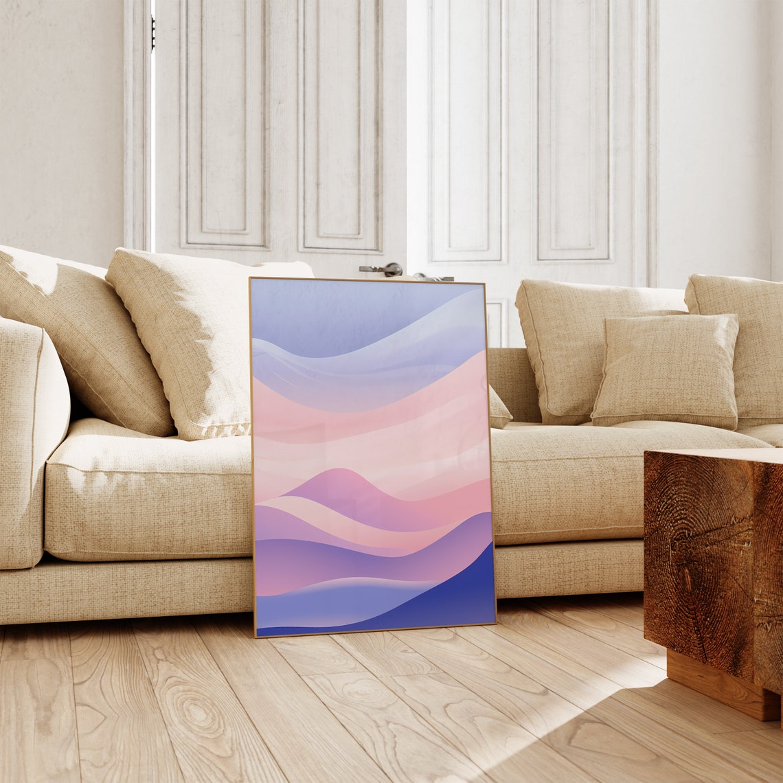 Lavender Blush Waves Calm Pastel Gradient Abstract Art Poster - Image 4