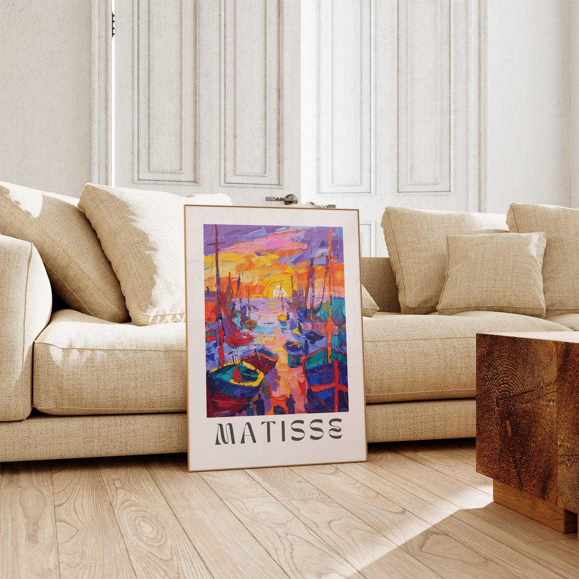 Henri Matisse Colorful Sailboat Harbor At Golden Sunset Poster - Image 2