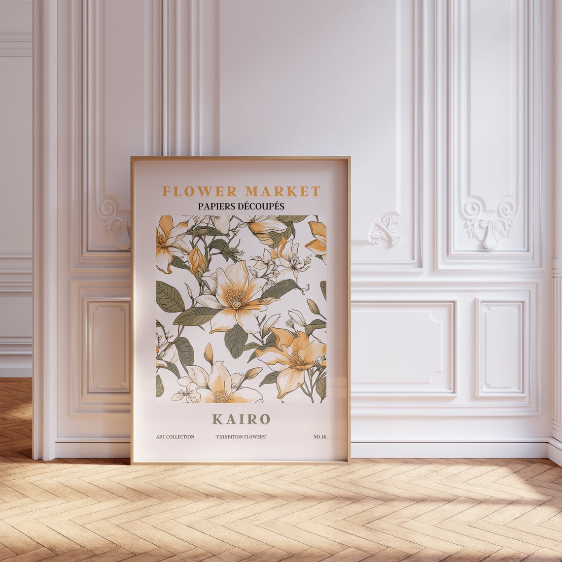 Flower Market Kairo Cream Magnolia Blossoms Sage Green Art Poster - Image 5