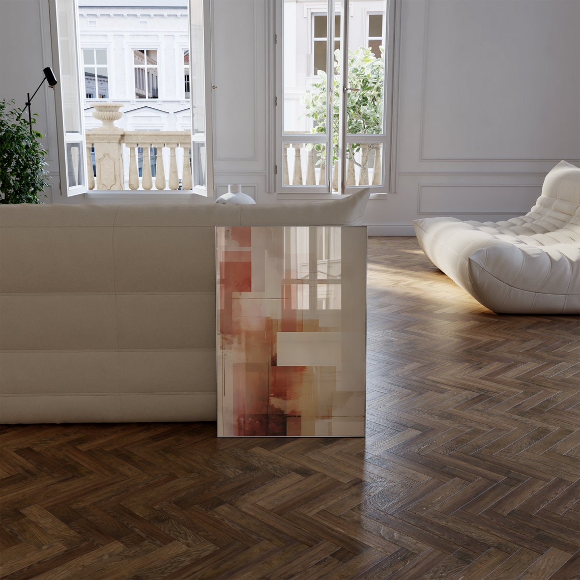 Terracotta Blush Geometric Blocks Warm Modern Abstract Art Poster - Image 2
