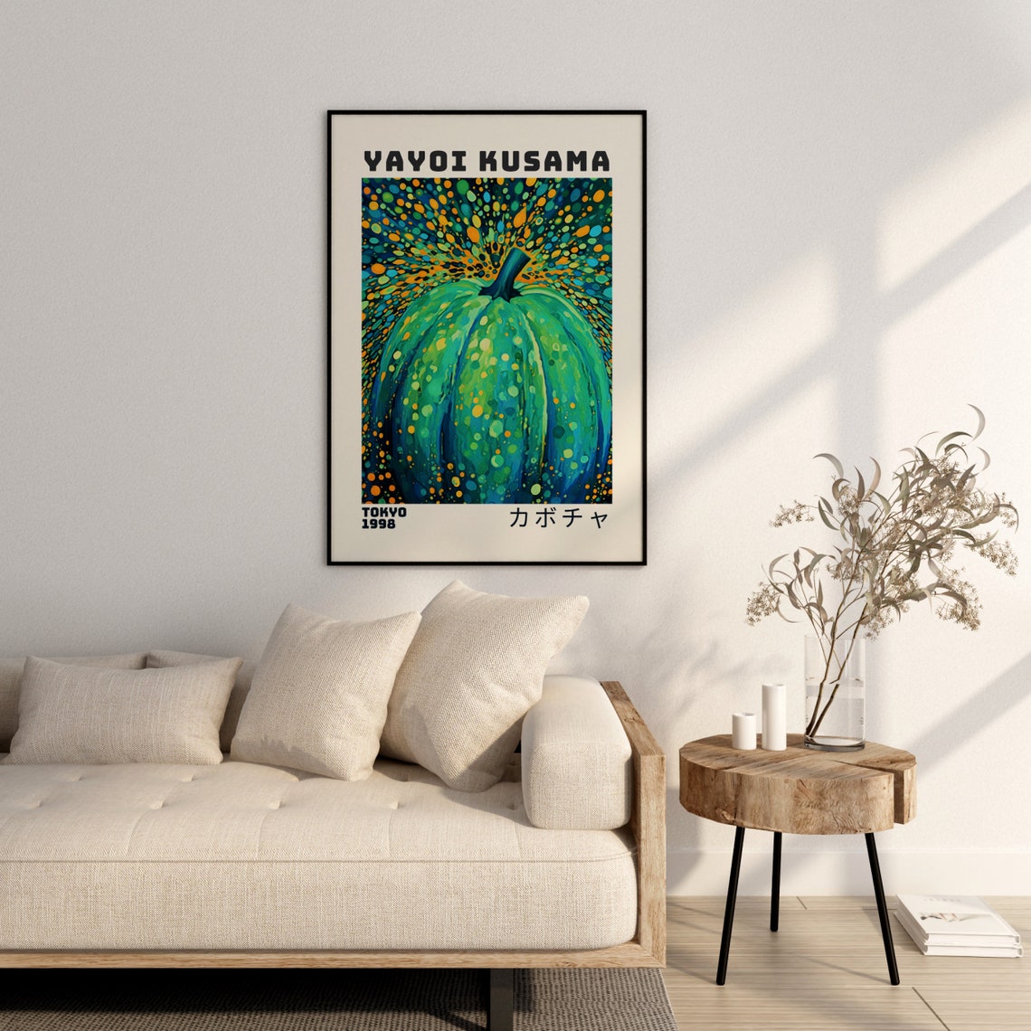 Yayoi Kusama Tokyo 1998 Green Dotted Pumpkin Exhibition Art Poster - Image 2