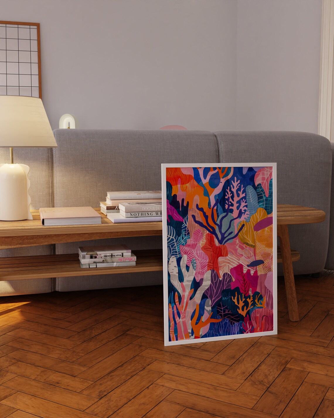 Colorful Abstract Coral Reef Underwater Scene Modern Art Poster - Image 3