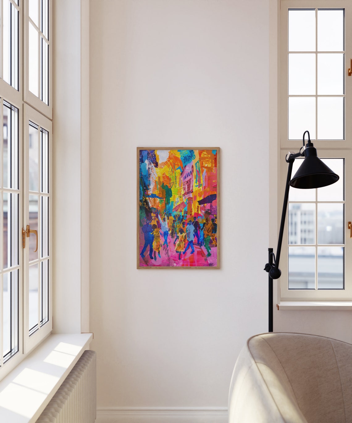 Abstract Colorful City Street Crowd Modern Expressionist Art Poster - Image 3
