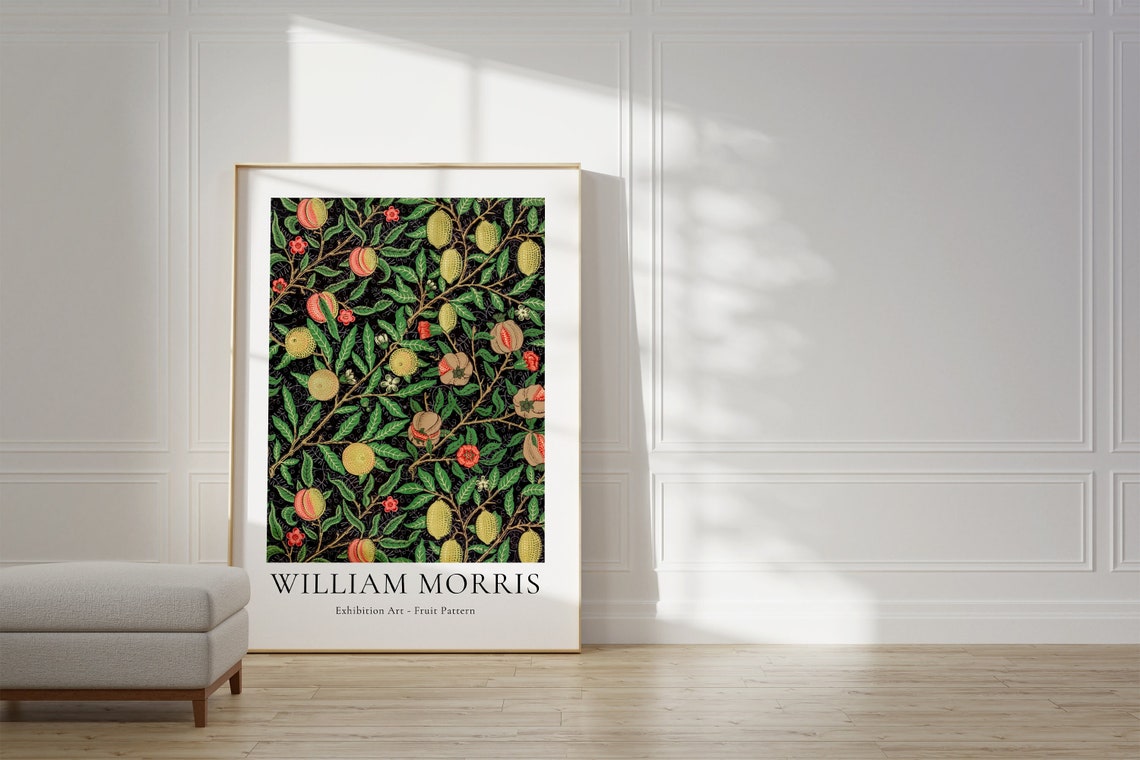 William Morris Fruit Pattern Dark Botanical Floral Art Poster