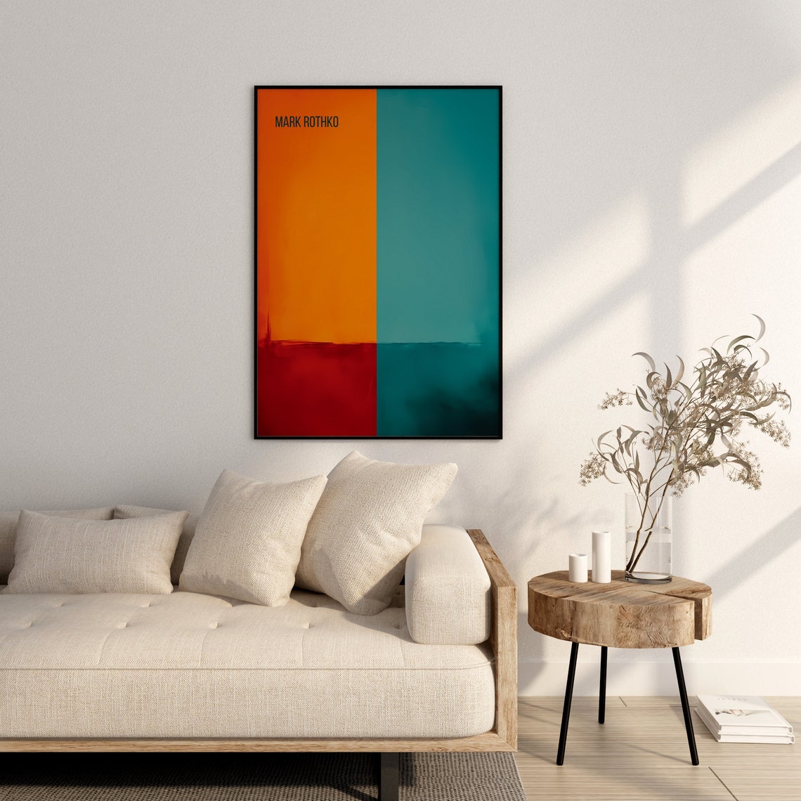 Mark Rothko Orange Teal Split Color Block Bold Abstract Poster - Image 2