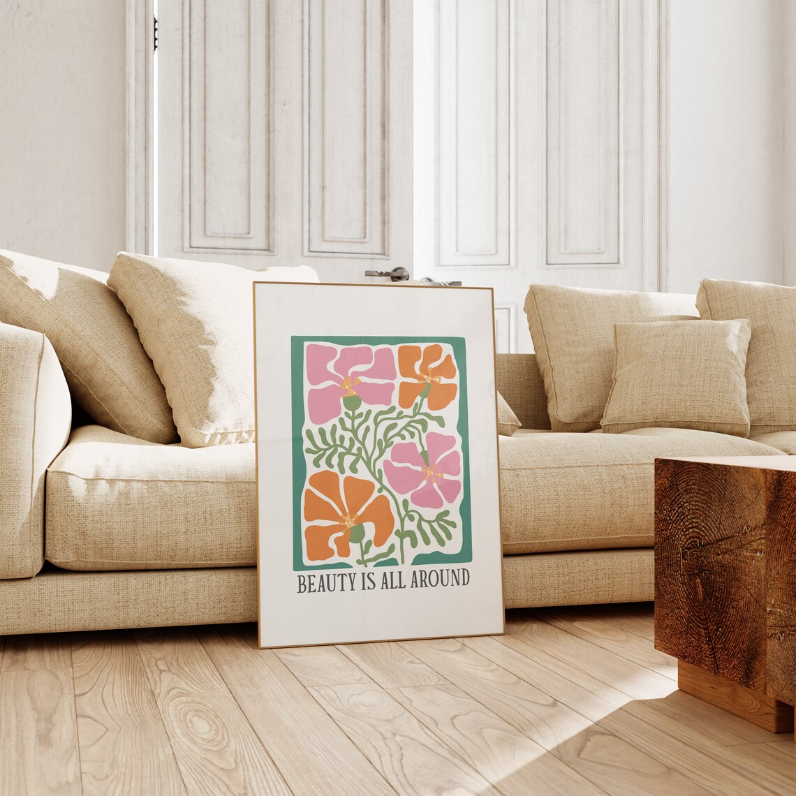 Beauty Is All Around Pink Floral Poppy Modern Botanical Wall Art - Image 2