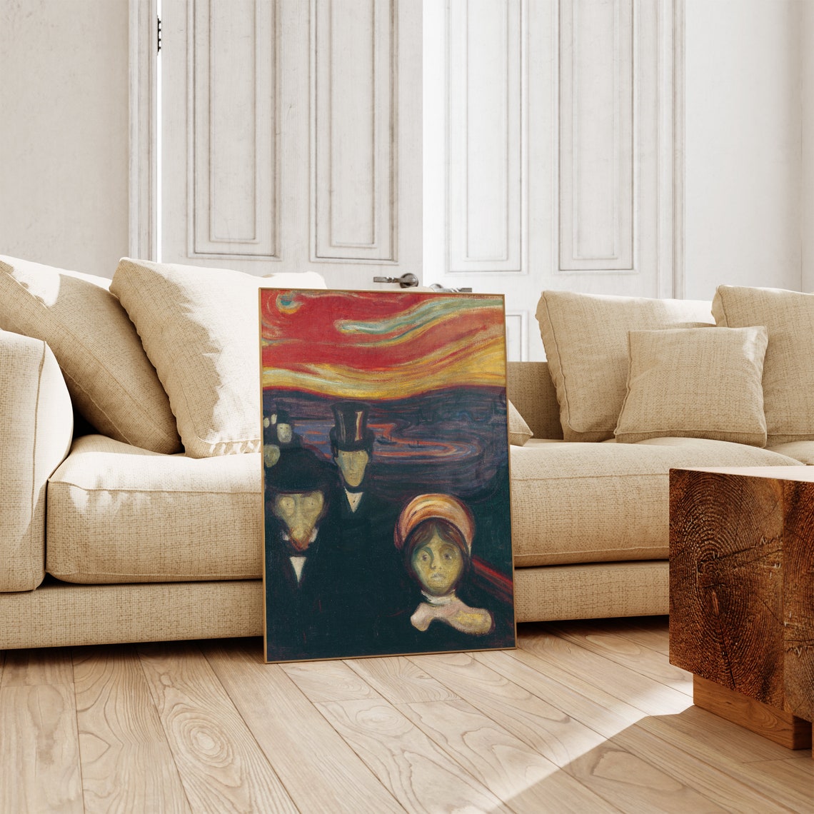 Edvard Munch Anxiety Fiery Sunset Staring Faces Expressionist Poster - Image 2