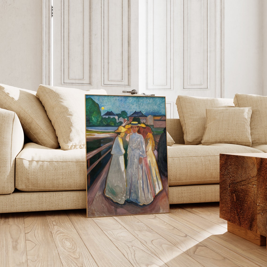 Edvard Munch On The Bridge 1903 Night Scene Expressionist Poster - Image 2