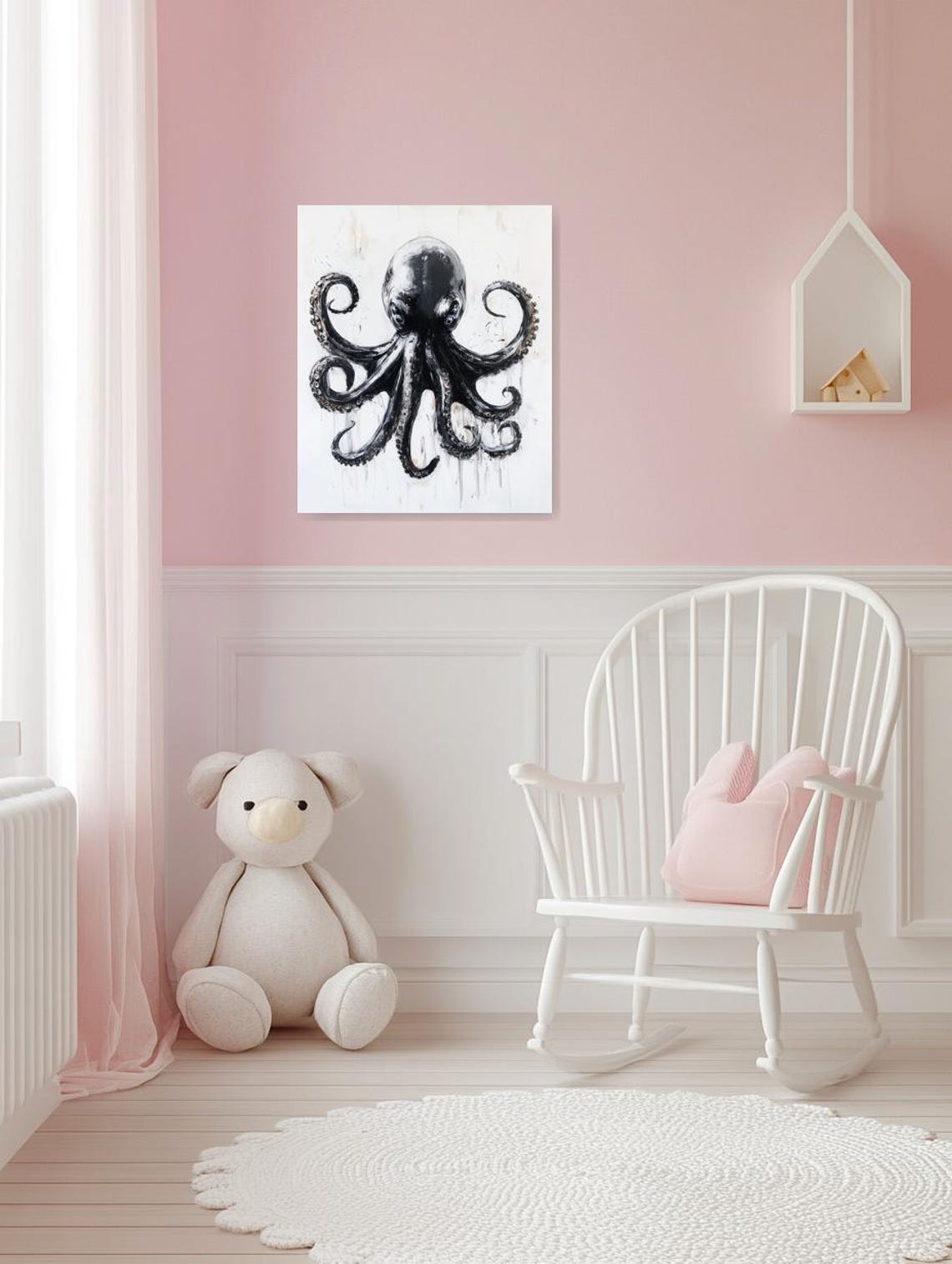 Custom Print Octopus Wall Art In Abstract Style Inspired By Hokusai For Unique Home Decor And - Image 2
