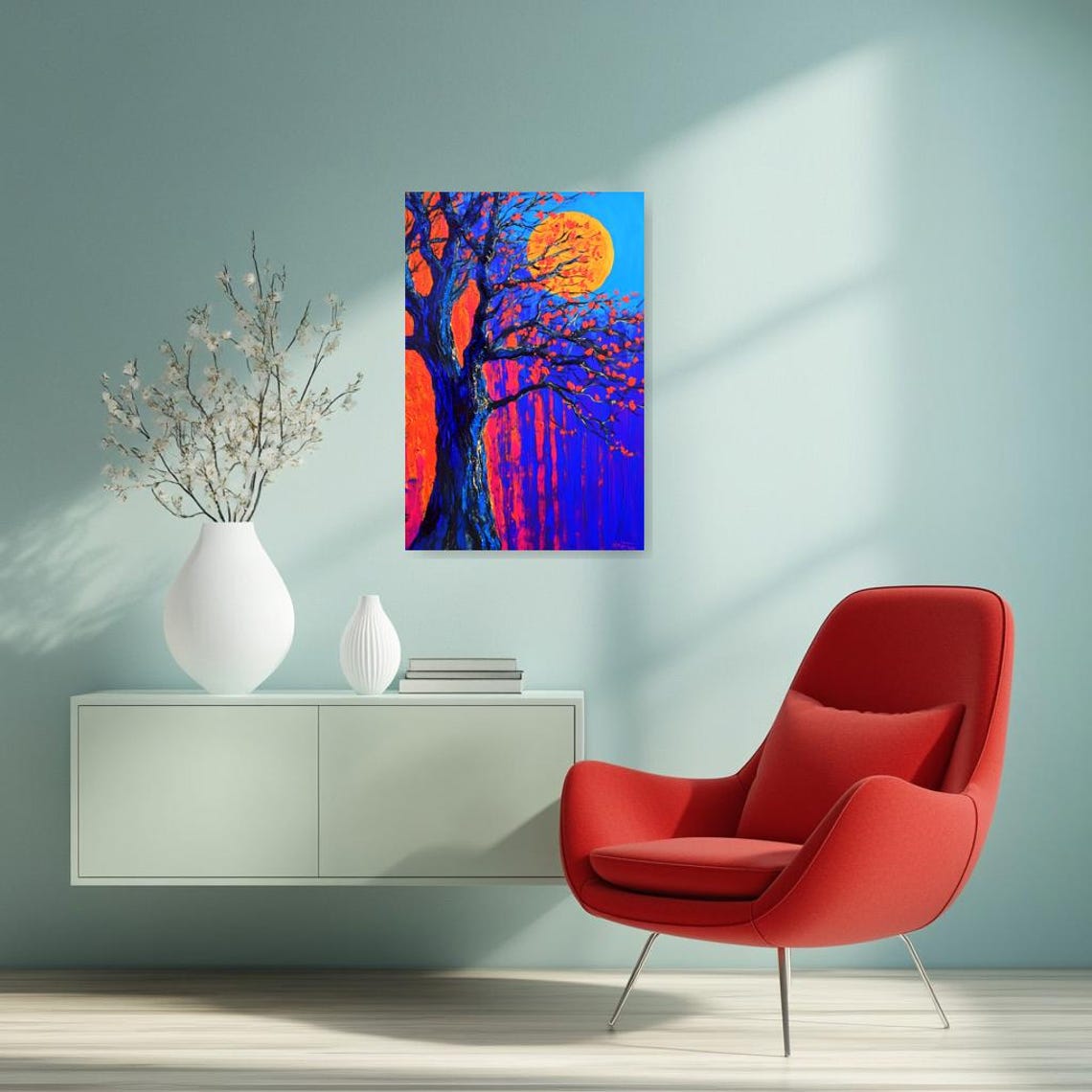 Stunning Print Auto Impasto Tree Sunset Art Inspired By Van Gogh For Colorful Home Dcor And Unique Wall Art - Image 3