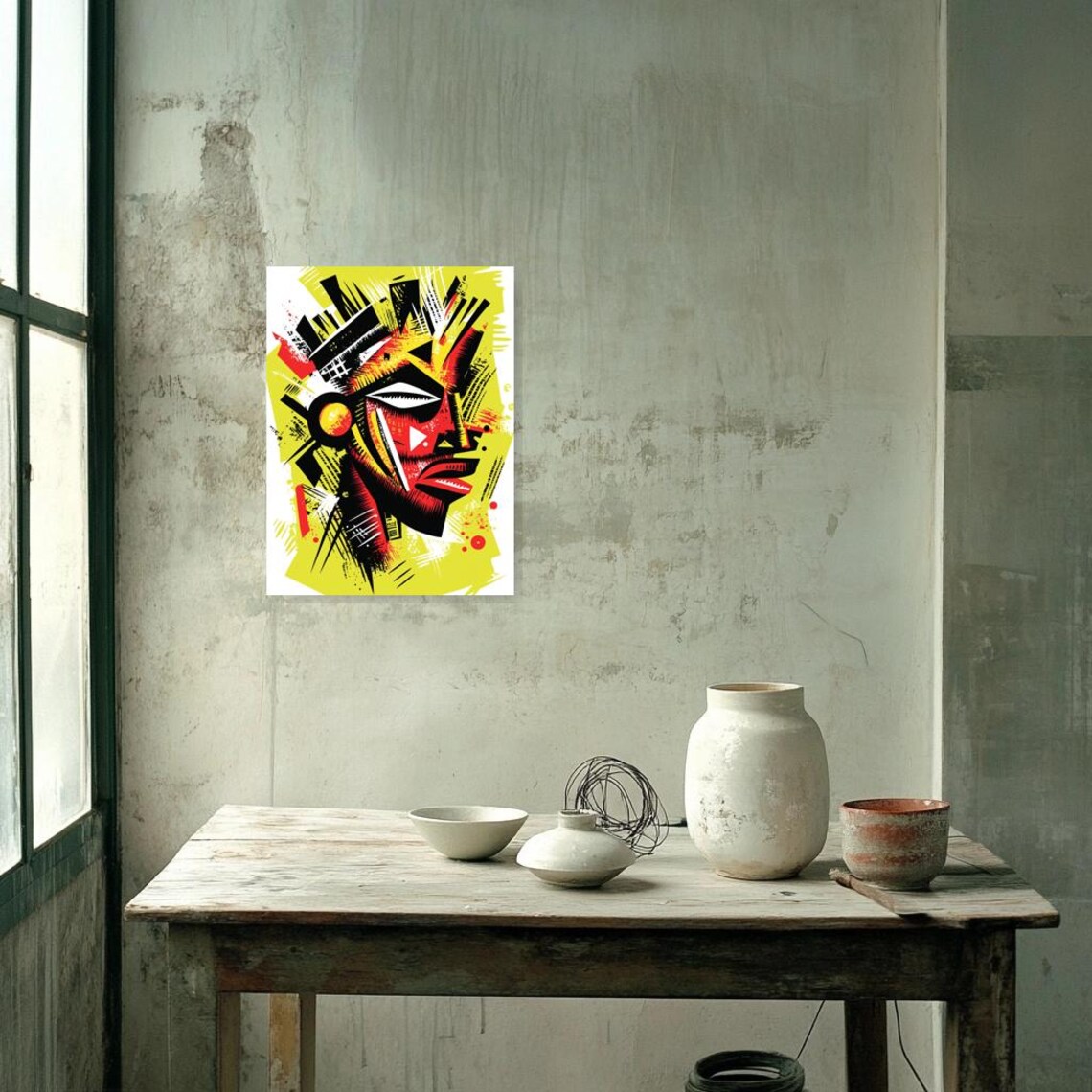 Bold Abstract Print Inspired By African Art In Vivid Colors For Unique Home Decor And Modern Wall Art - Image 4