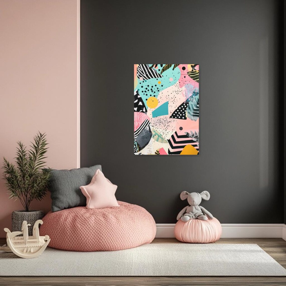 Playful Abstract Collage With Bold Shapes Dots And Bright Colors Poster - Image 2