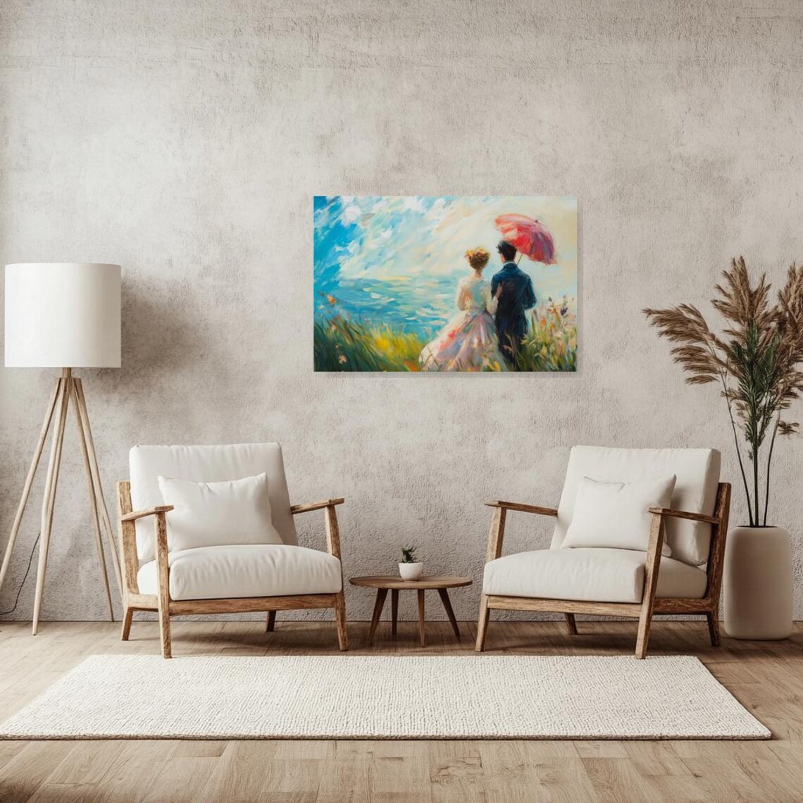 Romantic Coastal Wedding Scene, Impressionist Style - Image 2