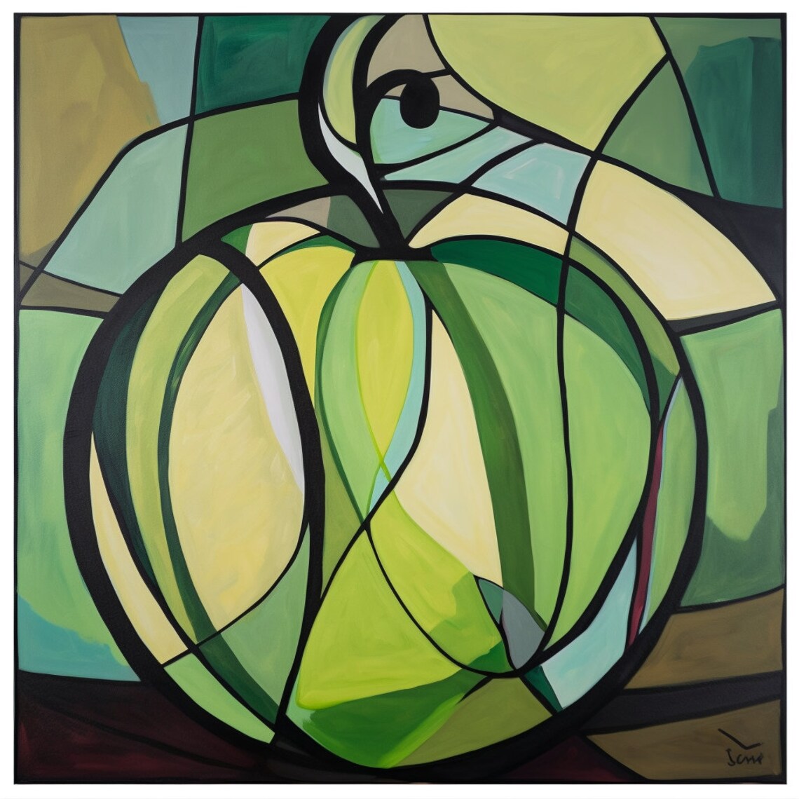 Picasso Geometric Fruit Isometric Art Print