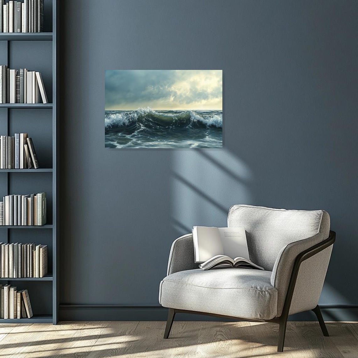 Powerful Ocean Wave Seascape Painting Dramatic Stormy Sea Art Poster - Image 3