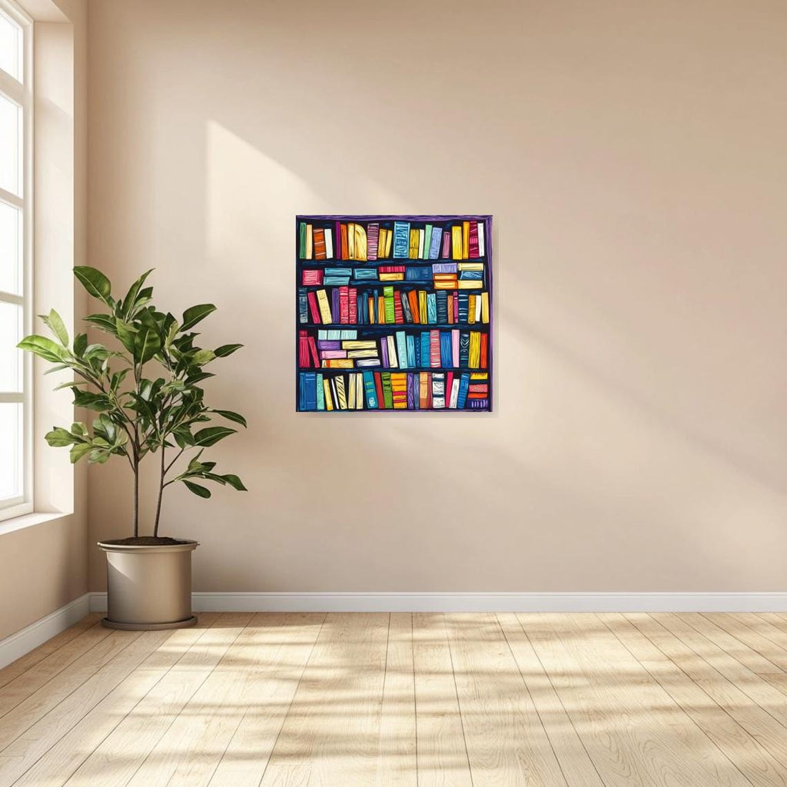 Colorful Bookshelf Art Print Inspired By Matisse For Home Decor And Wall Art Enthusiasts - Image 2