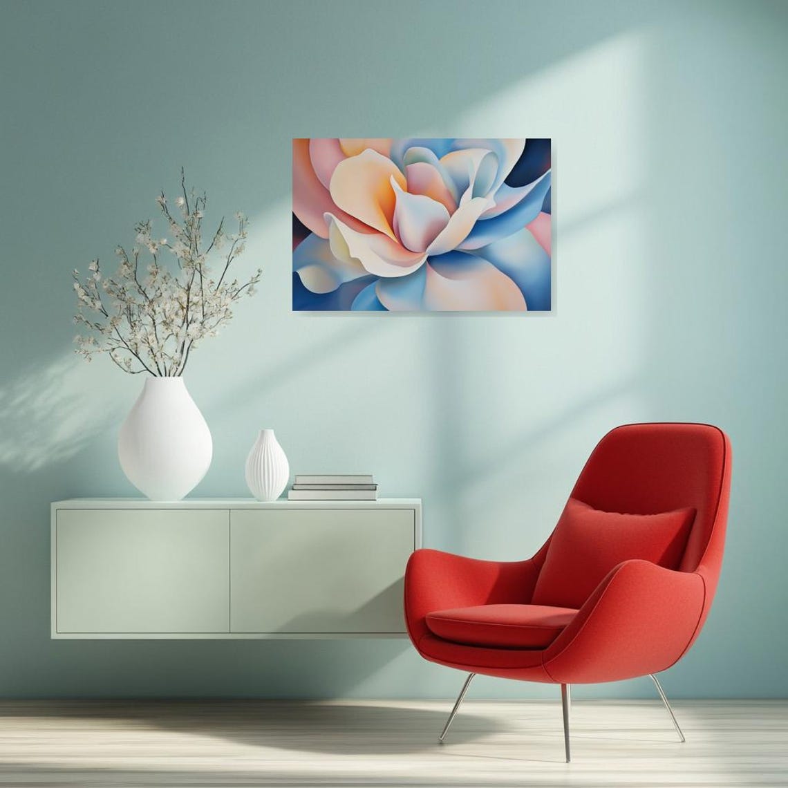 Soft Pastel Abstract Flower Close Up Bloom in Dreamy Swirls Poster - Image 2