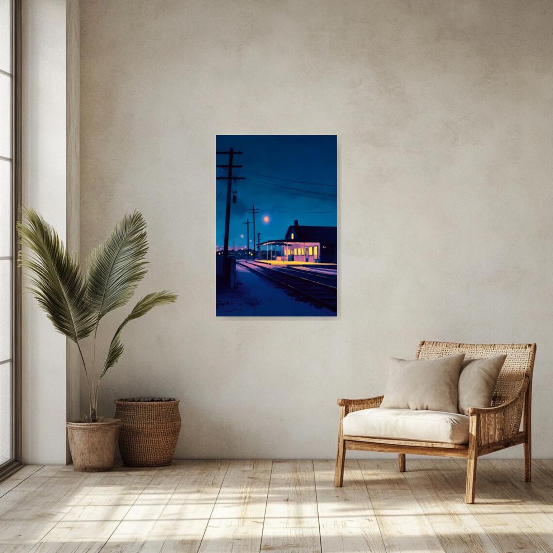 Edward Hopper-Inspired Nighttime Scene, Wall Art - Image 2