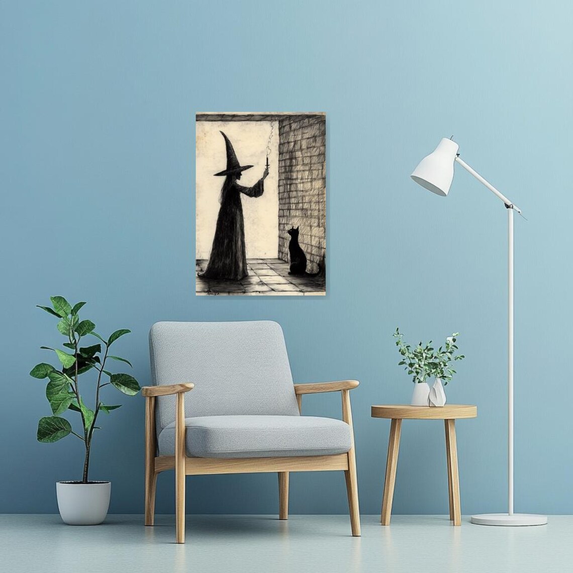 Custom Witch With Black Cat, Gothic Style - Image 3