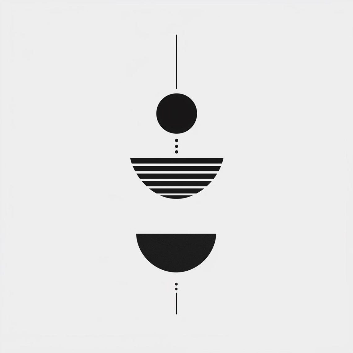 Minimalist Black Geometric Circles And Lines White Art Poster