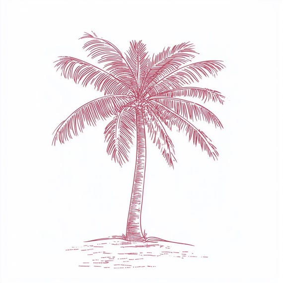 Elegant Palm Tree Wall Art Print Inspired By Impressionism In Soft Coral Tones For Modern Home Decor