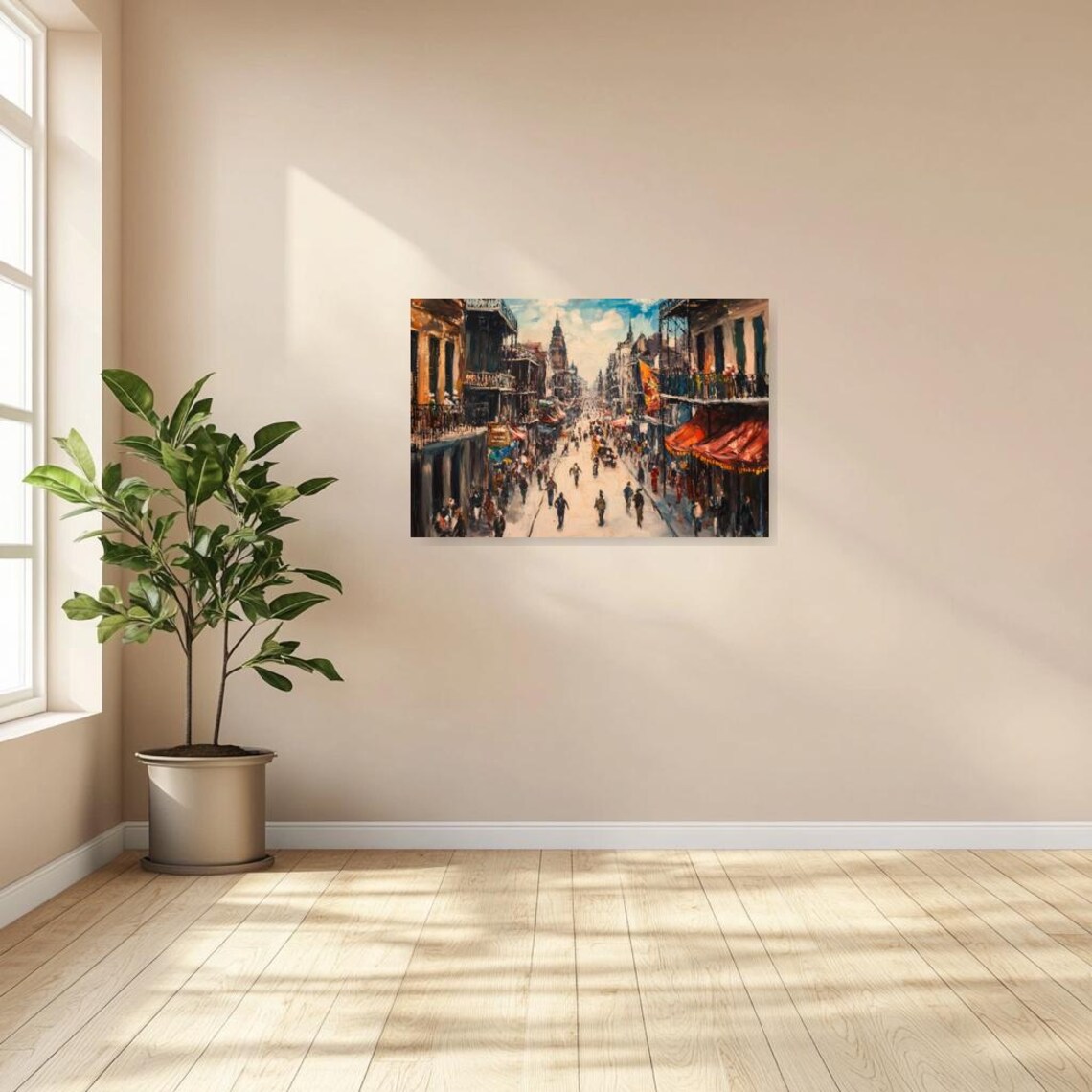 New Orleans French Quarter Busy Street Scene Painting Poster - Image 3