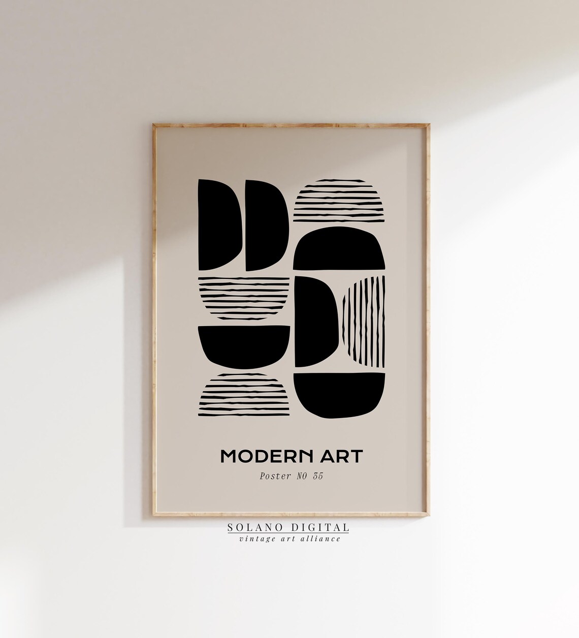 Modern Art No 55 Abstract Poster With Bold Black Geometric Shapes